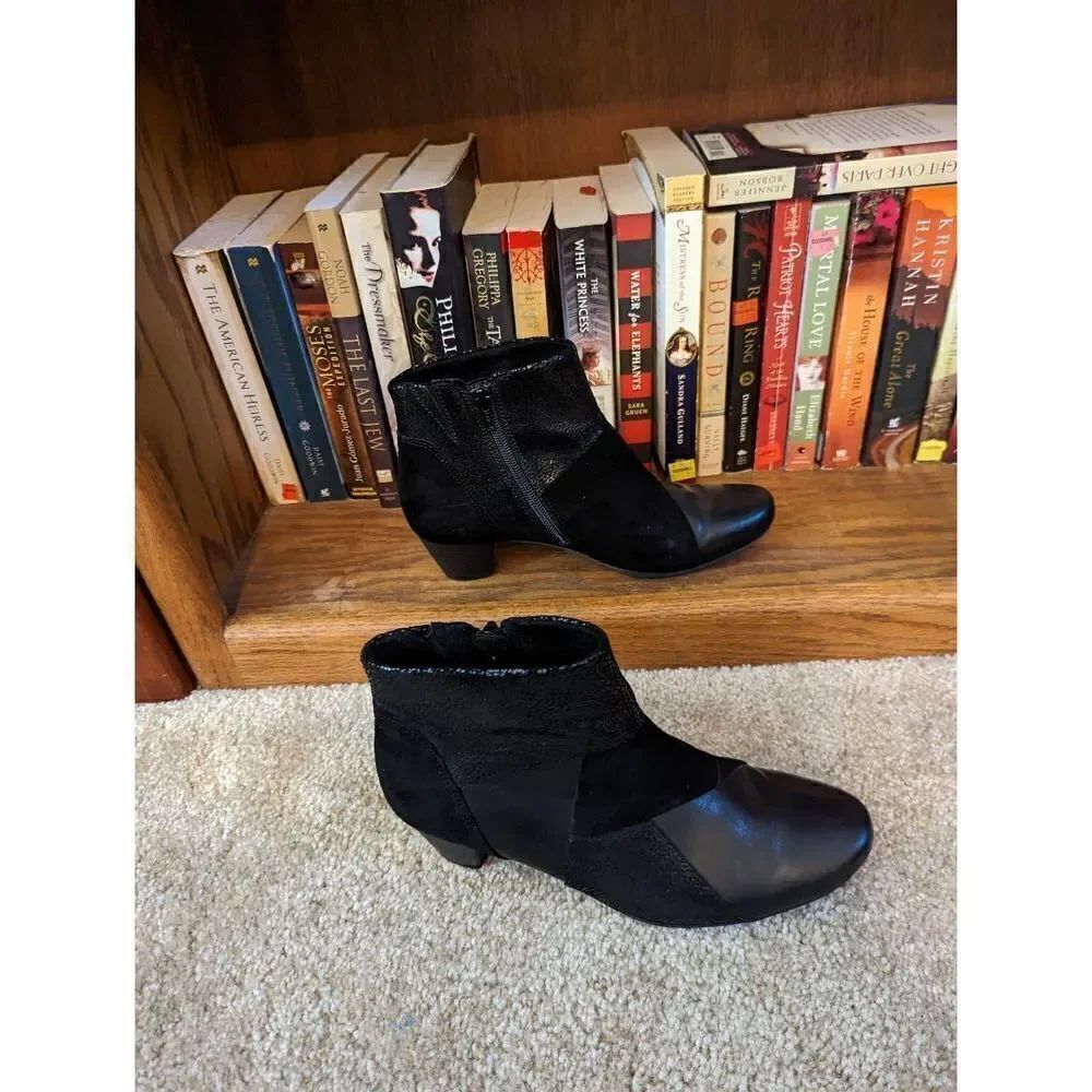 GABOR mixed media patchwork bootie in black leather sz 5UK & 5.5 Uk